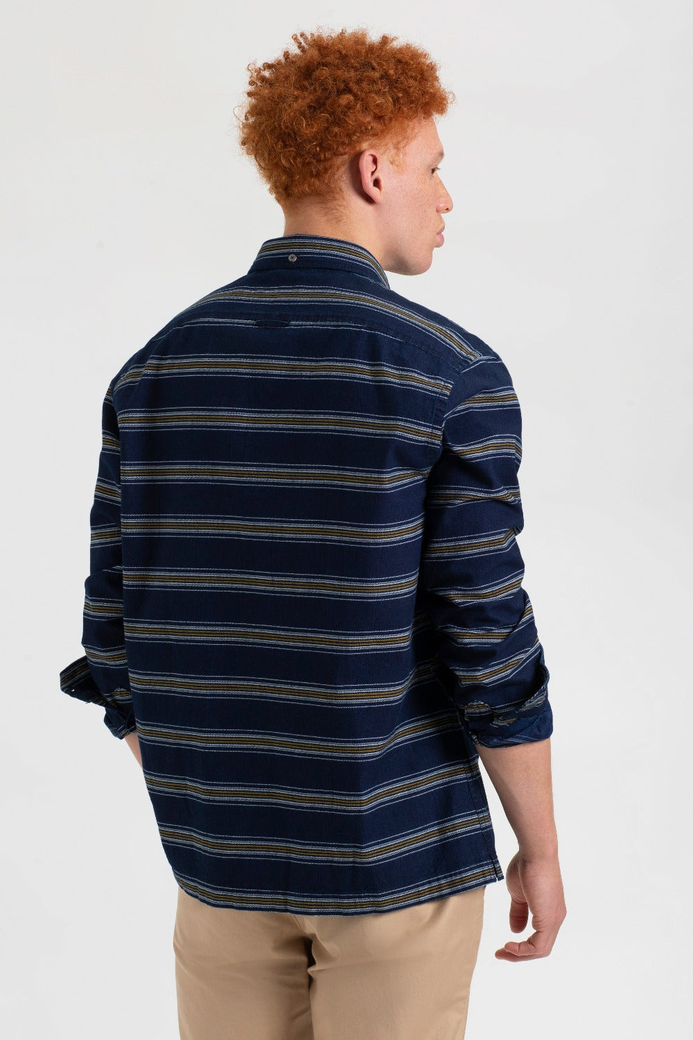 Chemises Ben Sherman Dalston Blues Long Sleeve Stripe Indigo | DYN-75674062